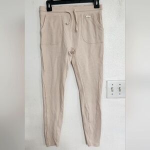 Physiq Apparel Ribbed Drawstring Pants in Cream Size Large